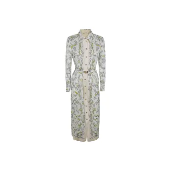 TORY BURCH Graphic-Printed Belted Waist Shirt Dress
