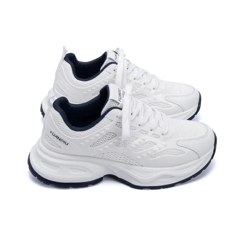 HUANQIU Abrasion Resistant Coverage Lightweight Low Top Chunky Sneakers Men's White Blue-4