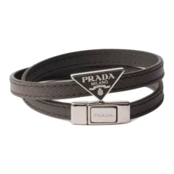 PRADA Leather Bracelets Men's Brown