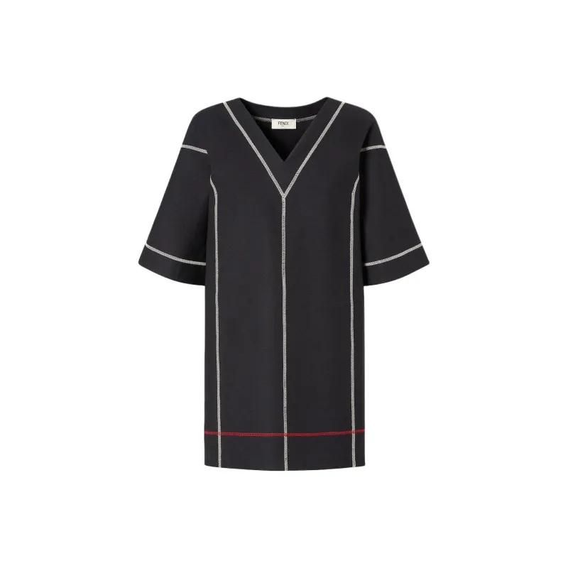 FENDI SS25 Short Sleeved Dress Women's Black-0