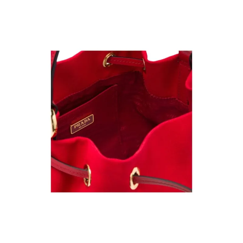 PRADA Nylon Canvas With Leather Handbag Women's Tan/Red-3