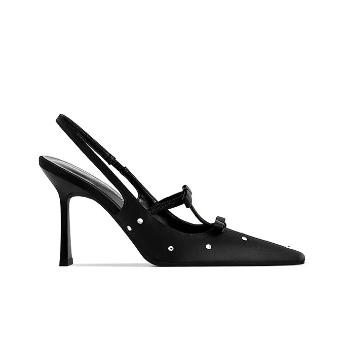 Lan Miao Slim Heel High Heels Women's Black-1