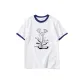 White with Navy Blue Edge