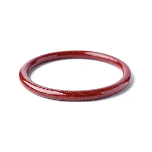 Artisan Lock Heart Jade Reconstructed Cinnabar Bangles Women's