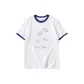 White with Navy Blue Edge