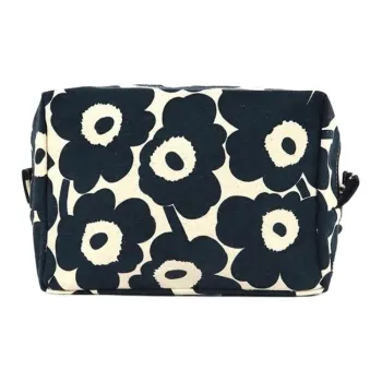 Marimekko Cotton With Linen Makeup Bag Mini Women's Marine Blue & Natural