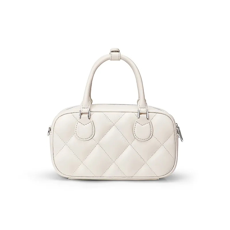 JUST STAR Synthetic Leather Small Square Bag, Shoulder Bag, Crossbody Bag, Handbag Trumpets Women's White/Black-20