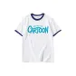 White with Navy Blue Edge