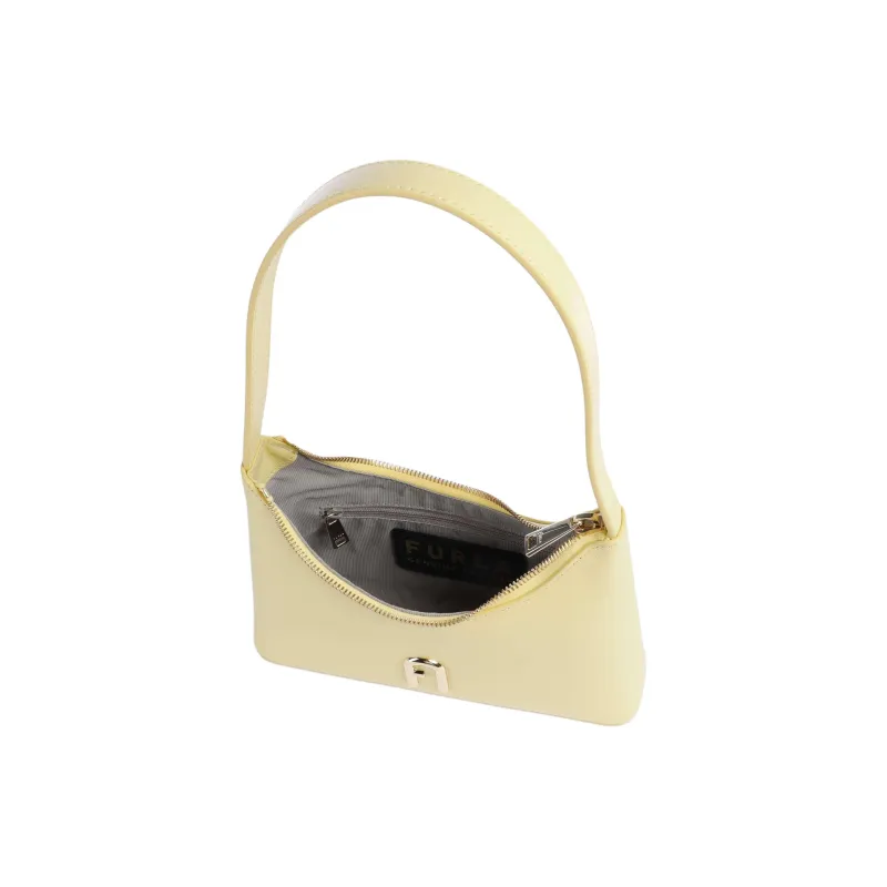 Furla Diamante Fine Grained Leather Shoulder Bag Mini Women's Light Yellow-3