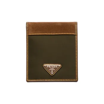 PRADA Re Nylon Polyamide Wallet Men's Musk Green With Cocoa