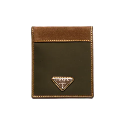 PRADA Re Nylon Polyamide Wallet Men's Musk Green With Cocoa
