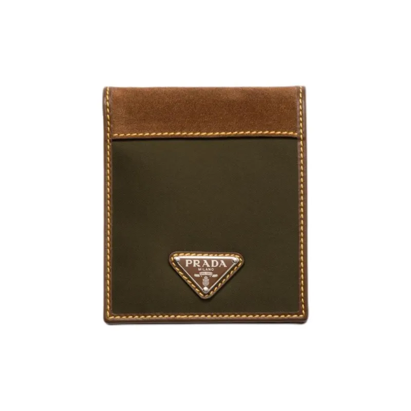 PRADA Re Nylon Polyamide Wallet Men's Musk Green With Cocoa-0