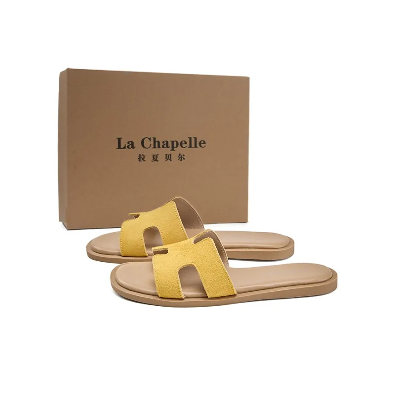 La Chapelle Slip Resistant Odor Resistant Abrasion Resistant Quick Dry Slide Slippers Women's Yellow-0