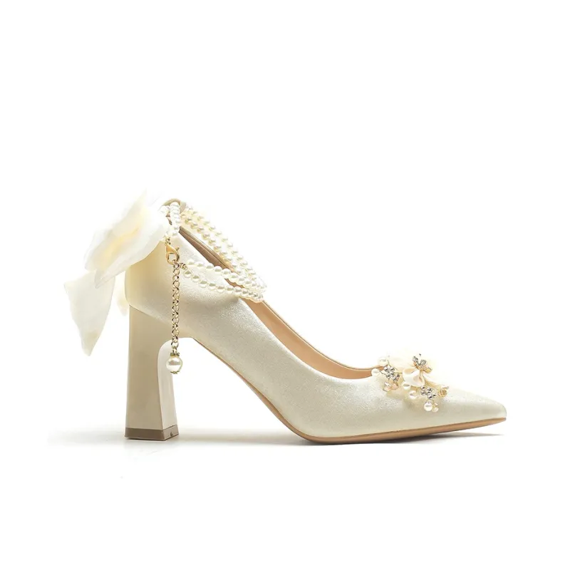 MABEL&CO Chunky Heel High Heels Women's Apricot-1