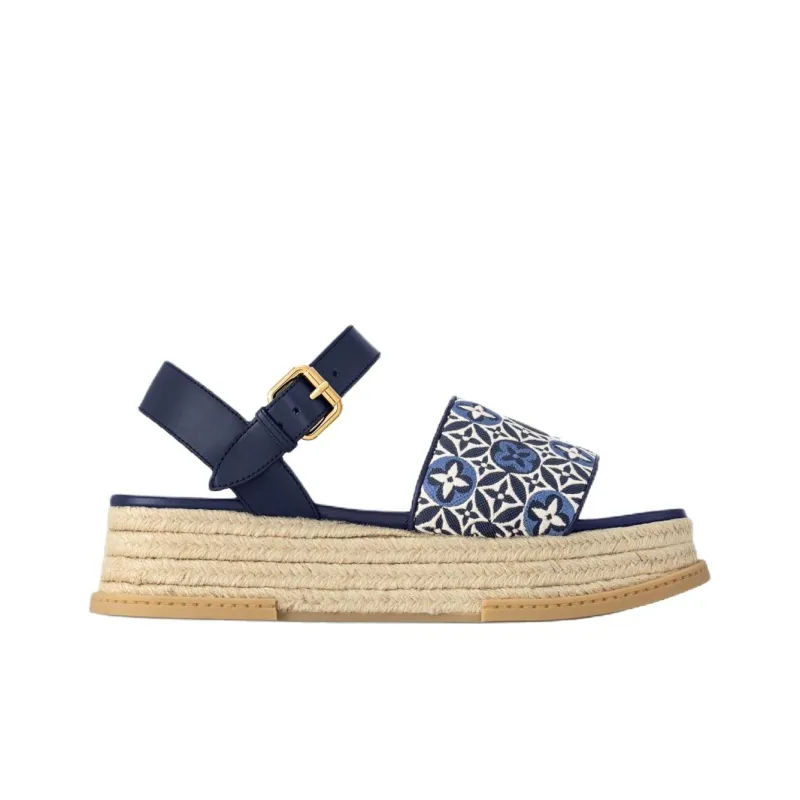 LOUIS VUITTON Maya Platform One Strap Sandals Women's Blue-1