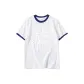 White with Navy Blue Edge