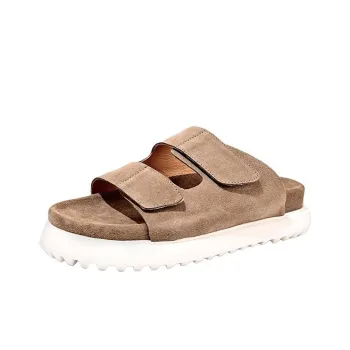 Brounvanm Rubber Foam Outsole Slip Resistant Abrasion Resistant Quick Dry Slide Slippers Men's Apricot