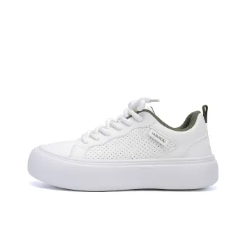 HUANQIU Coverage Lightweight Height Increasing Low Top Skateboard Shoes Men's White Green