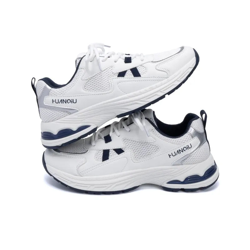 HUANQIU Abrasion Resistant Coverage Lightweight Low Top Chunky Sneakers Men's White Blue-2