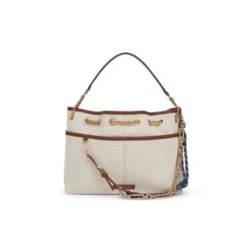 CHARLES&KEITH Fabric, Canvas One Shoulder Tote, Crossbody Bag Medium Size Women's Taupe Canvas Beige/Taupe