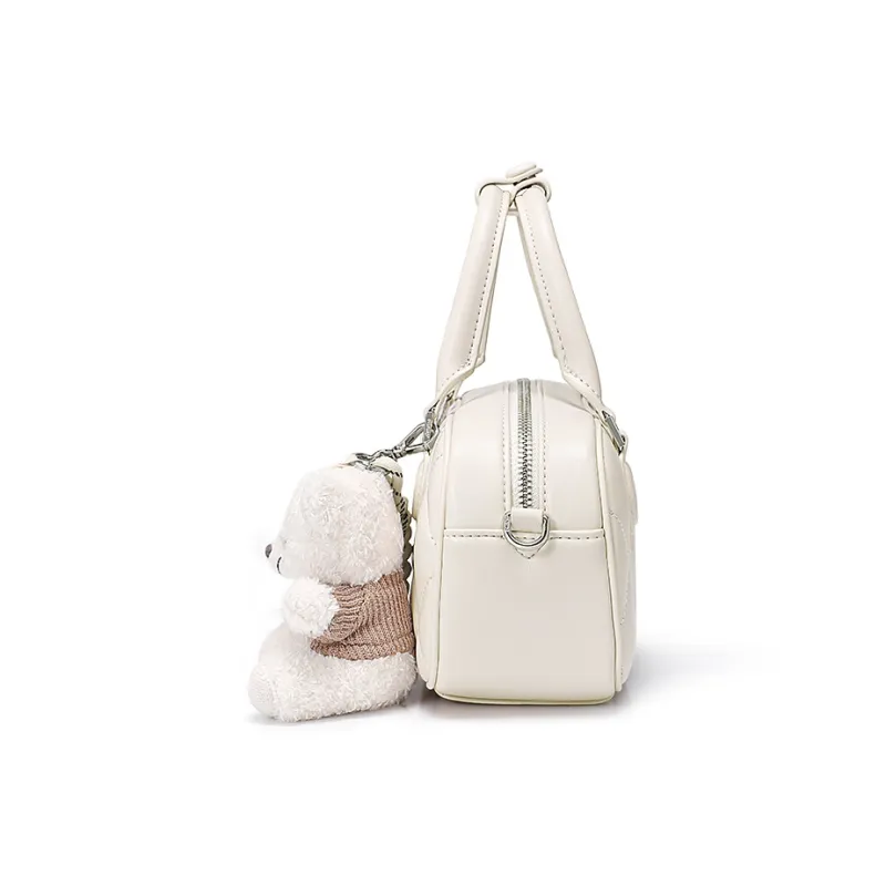 JUST STAR Synthetic Leather Small Square Bag, Shoulder Bag, Crossbody Bag, Handbag Trumpets Women's White/Black-19