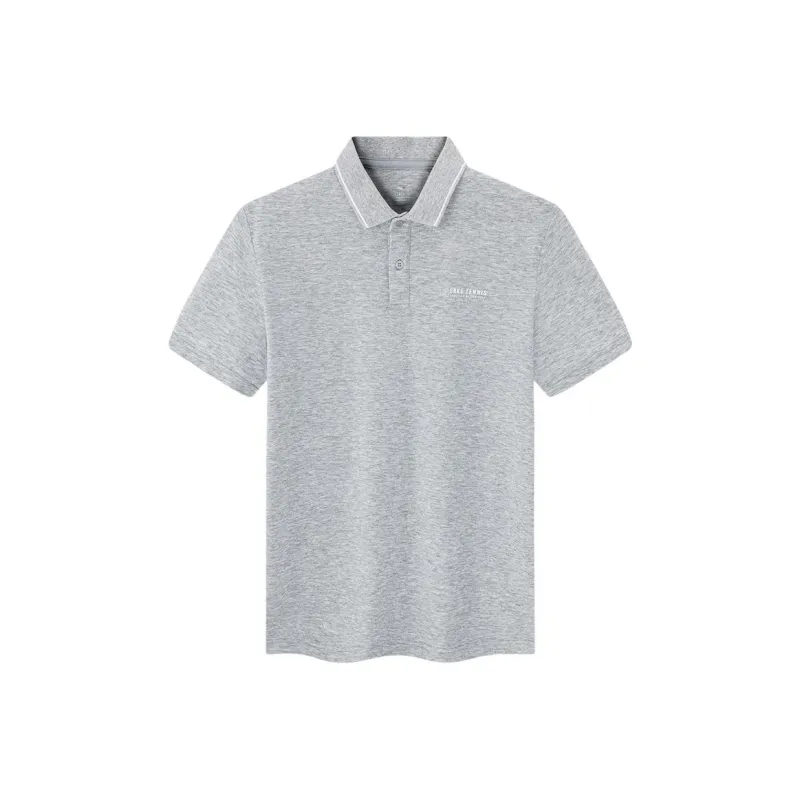Erke Tennis Series Polo Shirt Men's Bright Light Heather Gray-0