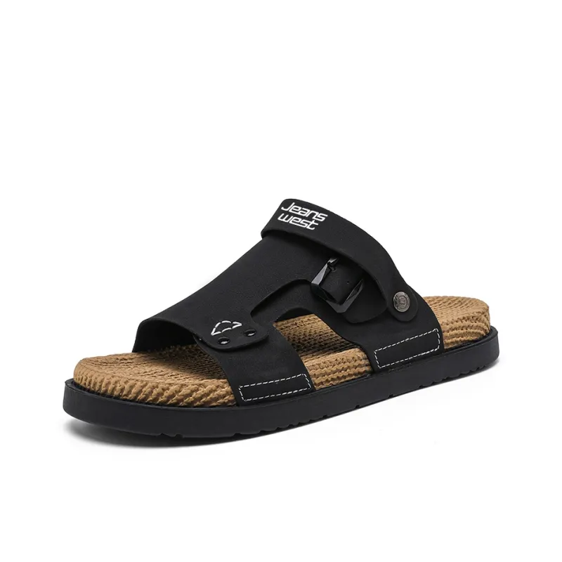 JEANSWEST Beach Sandals Men Black-7