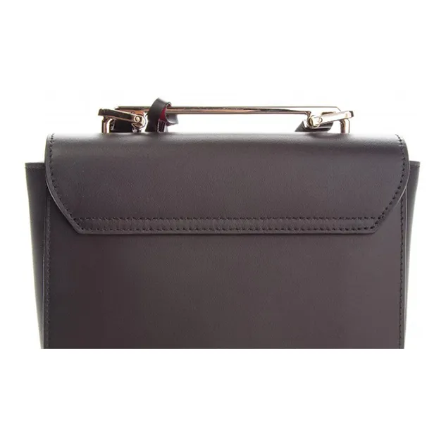 Furla Elisir Cow Leather Small Square Bag, Shoulder Bag, Crossbody Bag, Handbag Mini Women's Black-3