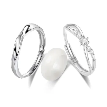 Tkb White Jade Bodhi Pinky Ring Pair Unisex