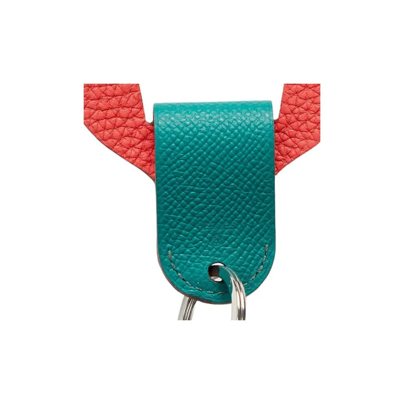 HERMES Calfskin Bag Charm Bag Accessory Unisex Red & Green-1