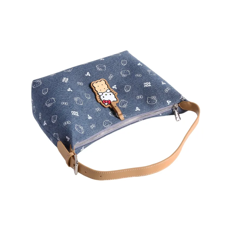 TOUTOU Hello Kitty Collaboration Hello Kitty Fabric Underarm Shoulder Bag Regular Women's Denim Blue-13