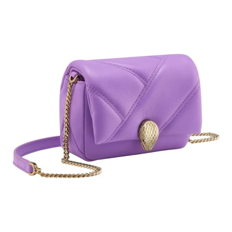 BVLGARI Serpenti Cabochon Calfskin Crossbody Bag, Shoulder Bag Women's Purple-0