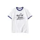 White with Navy Blue Edge