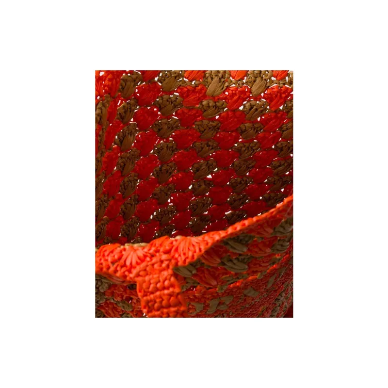 PRADA Viscose Handbag Women's Orange Red With Charcoal Candy-3