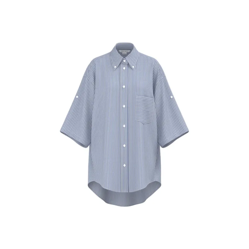 URBAN REVIVO Shirts Women's Light Blue Stripes-0