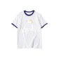White with Navy Blue Edge