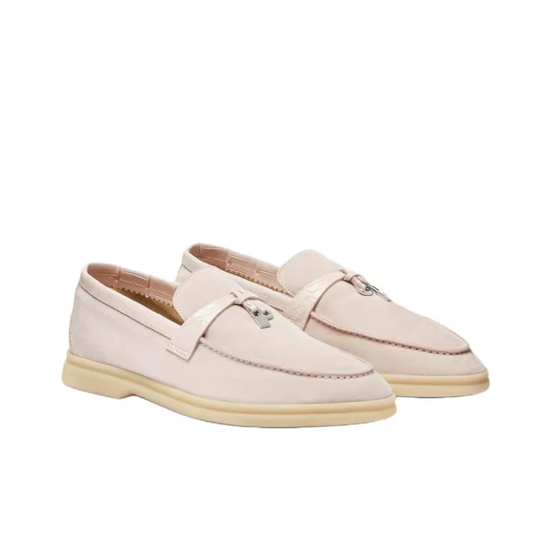 Loro Piana Summer Charms Walk Loafers Women's Light Pink-2