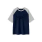 Navy Blue & White Heather Gray