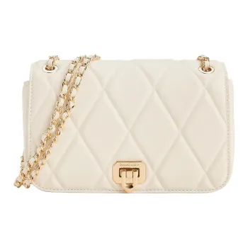 CHARLES&KEITH PU Small Square Shoulder Bag, Crossbody Bag Trumpets Women's Cream Milk White/Black/Light Pink Light Pink