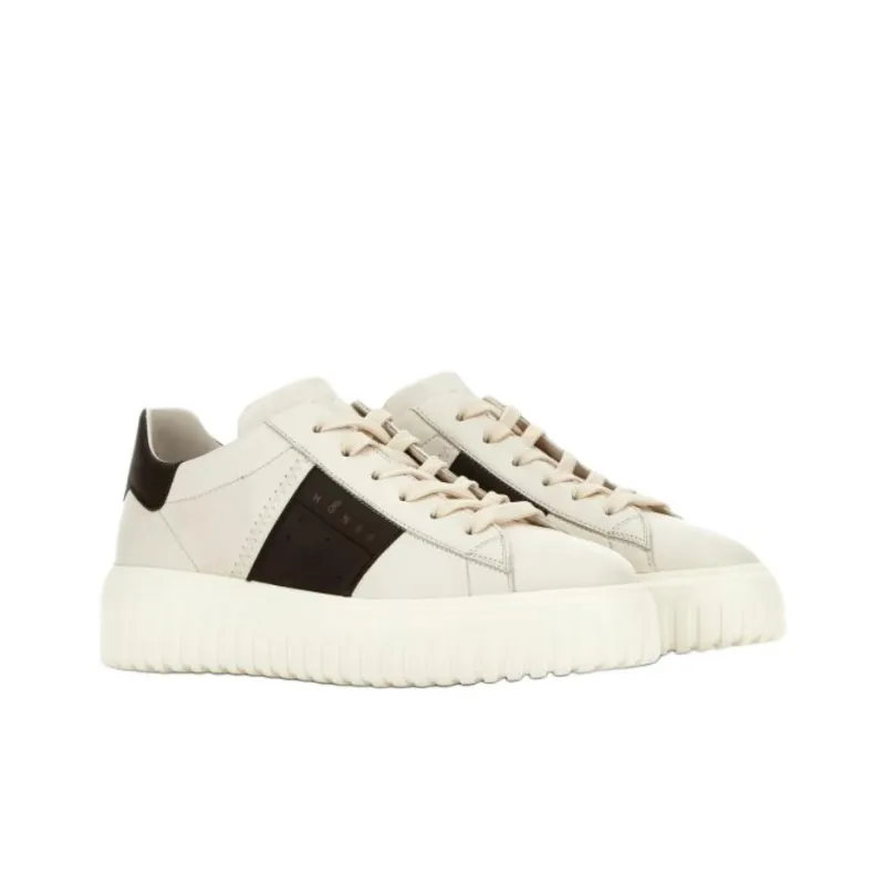 HOGAN H Stripes Low Top Skateboard Shoes Men's Ivory-3