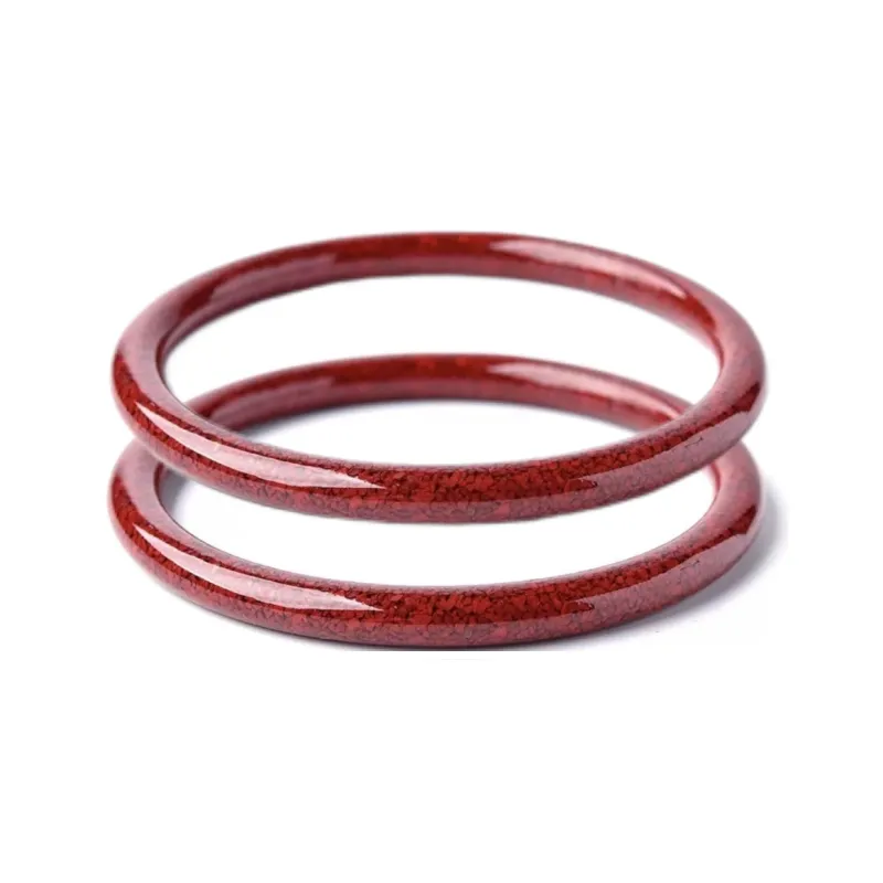 Artisan Lock Heart Jade Reconstructed Cinnabar Bangles Women's-5