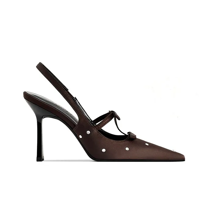 Lan Miao Slim Heel High Heels Women's Coffee-1