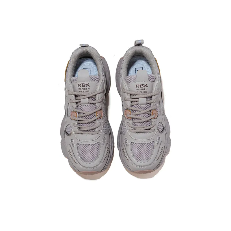 RENBEN Breathable Lightweight Height Increasing Low Top Chunky Sneakers Women's Gray-3