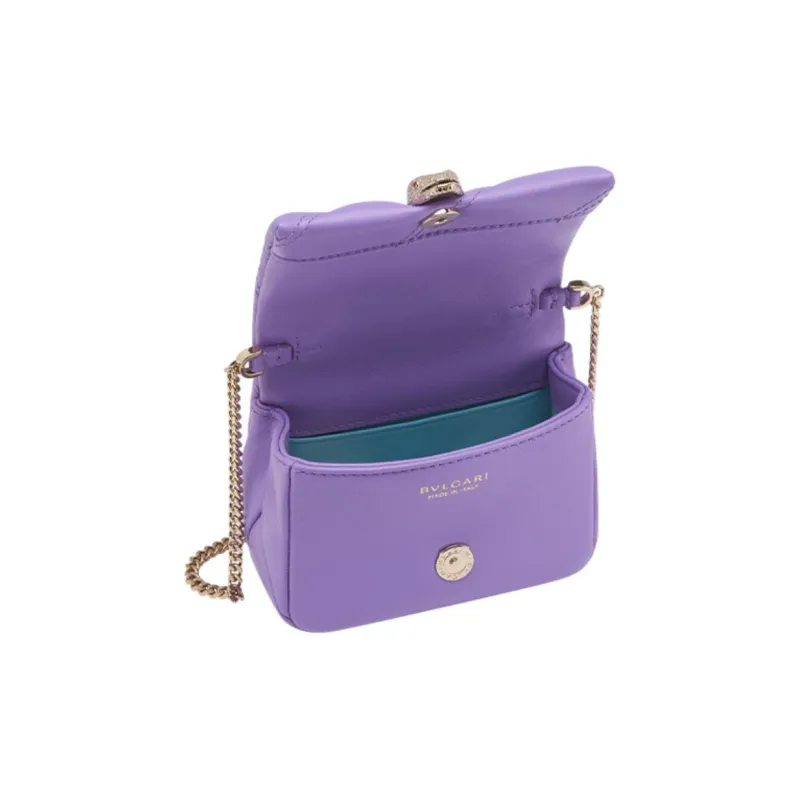 BVLGARI Serpenti Cabochon Calfskin Crossbody Bag, Shoulder Bag Women's Purple-2