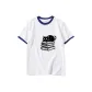 White with Navy Blue Edge