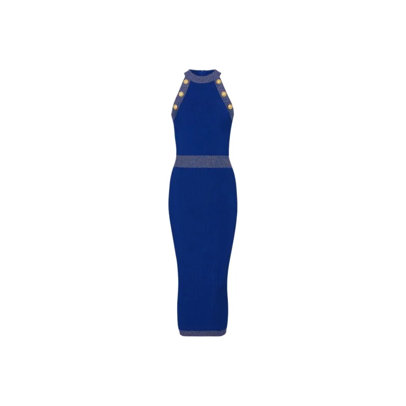 BALMAIN Sleeveless Dresses Women's Blue-4