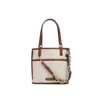 CHARLES&KEITH Fabric, Canvas Shoulder Bag Trumpets Women's Taupe Canvas Beige/Taupe
