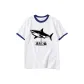 White with Navy Blue Edge
