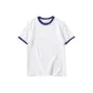 White with Navy Blue Edge