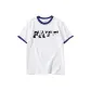 White with Navy Blue Edge